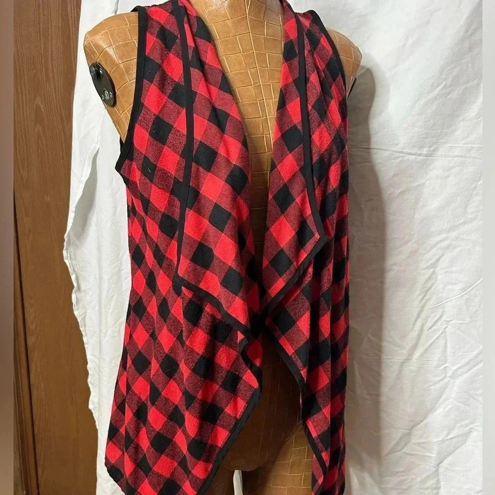 Women’s Small Buffalo check open waterfall cardigan‎
